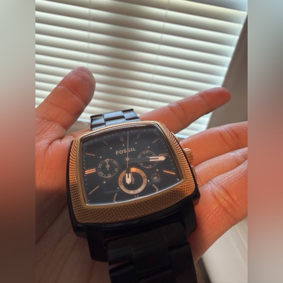 Fossil Watch Chronograph Stainless Steel Rose Gold Tone Black - Picture 13 of 15